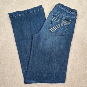 7 For All Mankind Dojo Jeans Size 29L Low Rise Wide Leg Flare Y2K Revival Denim